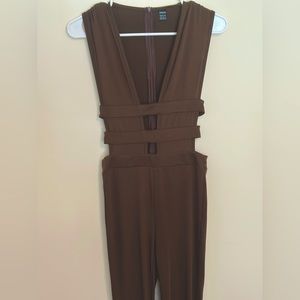 Brown Cutout Jumpsuit